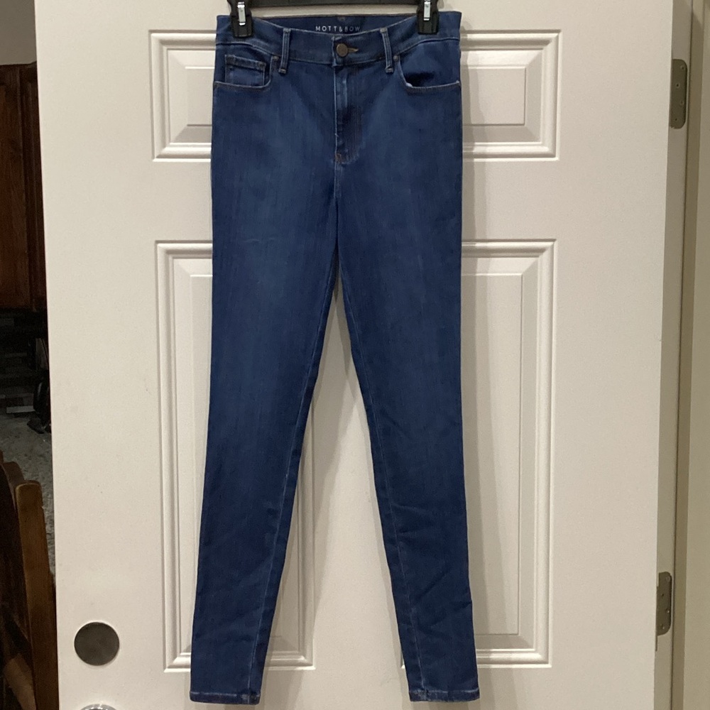 Preowned Mott&Bow Blue Denim Jeans High-Rise Skinny Size 28 (Item#P061)